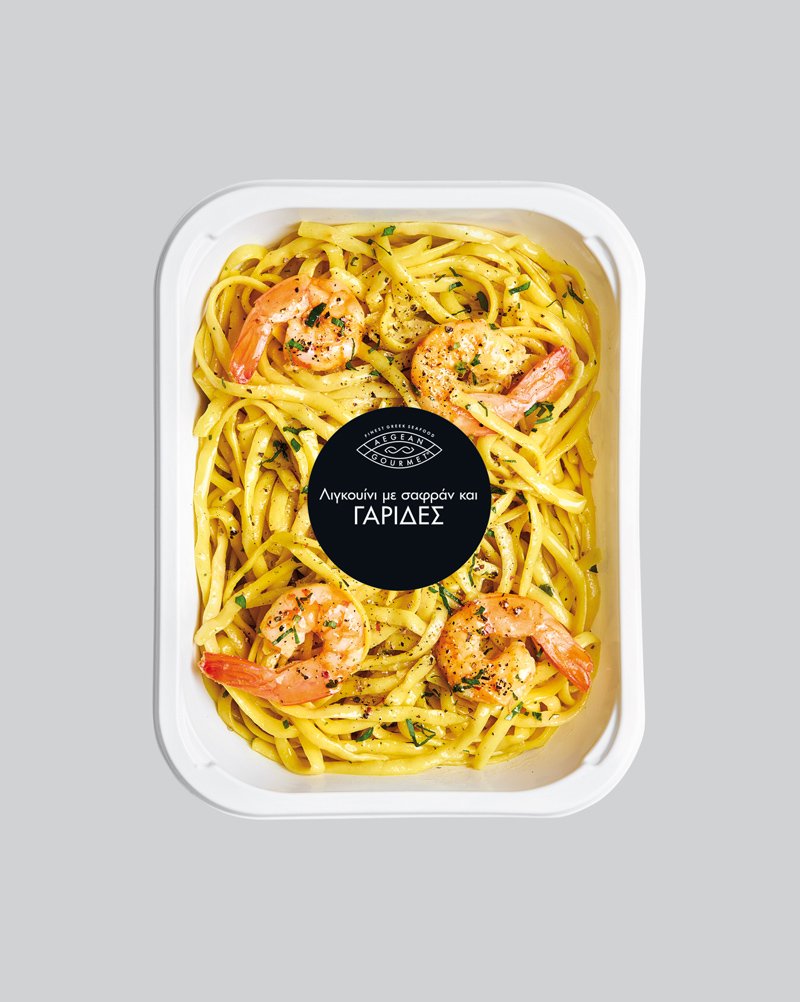 Λιγκουίνι με σαφράν και γαρίδες